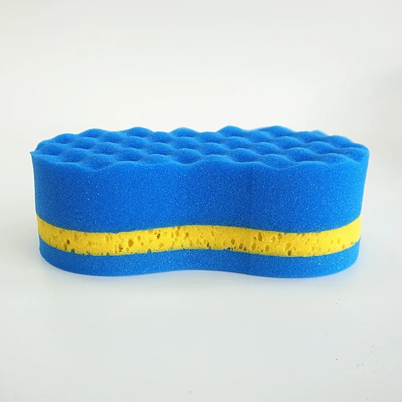 Blue three layers composed car care wash cleaning wave sponge
