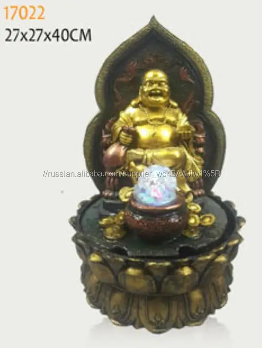 Счастливый Будда фонтан для украшения дома с стеклянный шар и привело