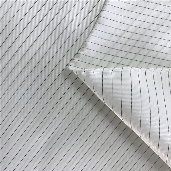 99 Polyester 1 Carbon ESD Antistatic Fabric 5mm Stripe 90GSM