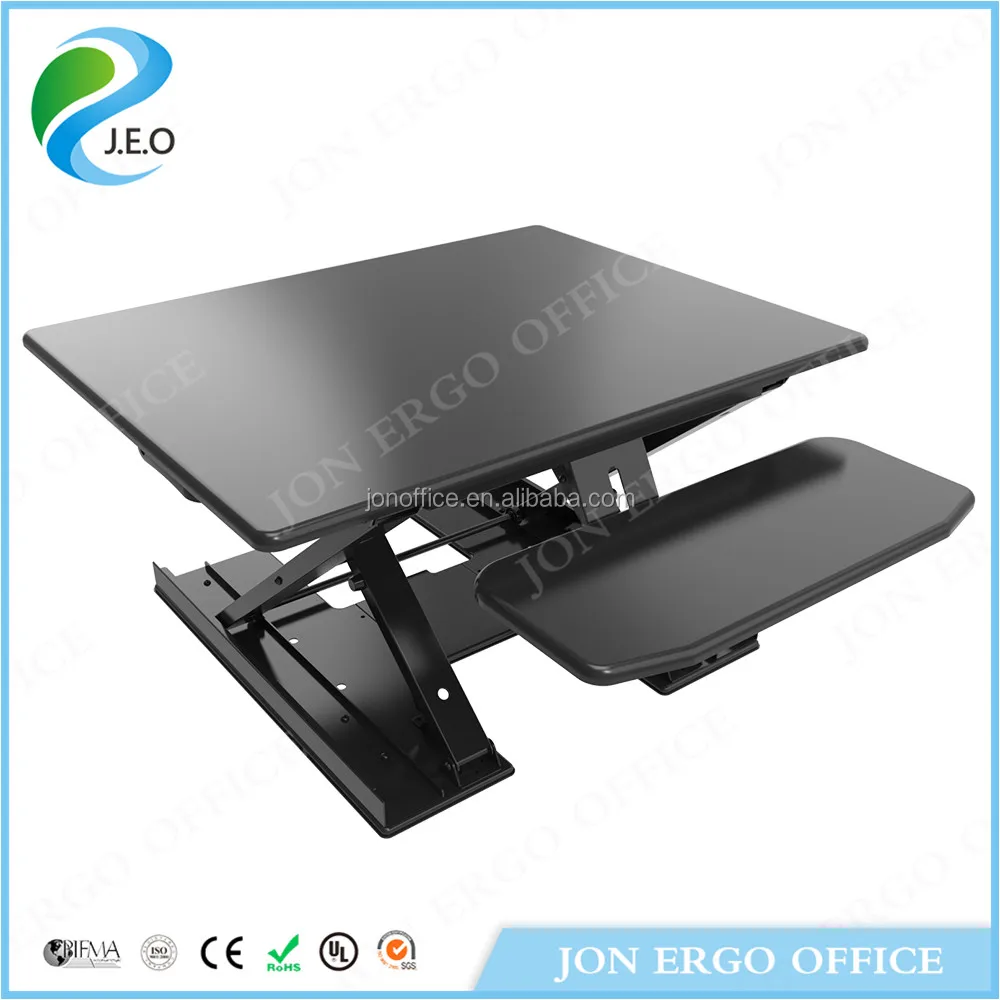 
JEO LD08 Standing Desk - Adjustable Height Desk Riser - Sturdy 32in. Wide Sit Stand Up Desk with Retractable Keyboard Tray 