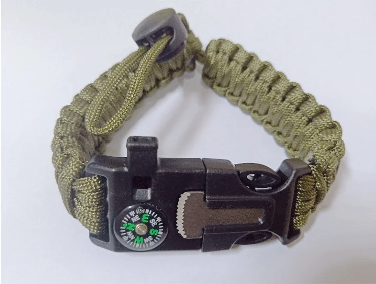 
New Survival tools whistle compass knife flint buckle survival knife bracelet Outdoor bracelet survival with men 