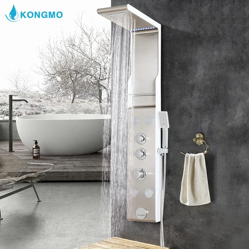 
SS thermostatic LED Light shower system shower screen with CE certificate 