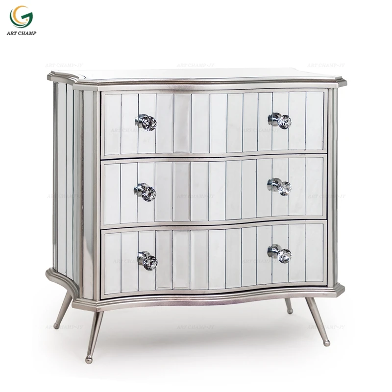 Французская мебель для спальни, антикварная Венецианская тумбочка с металлическим основанием, зеркальный прикроватный столик