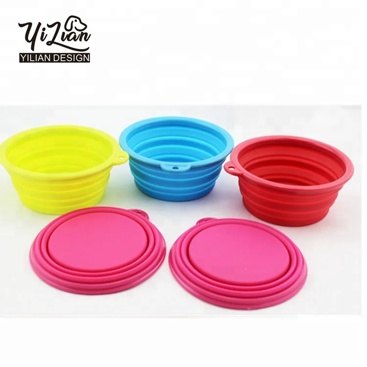 pet silicone travel 350 750 1000 1500ml capacity custom logo collapsible dog bowl
