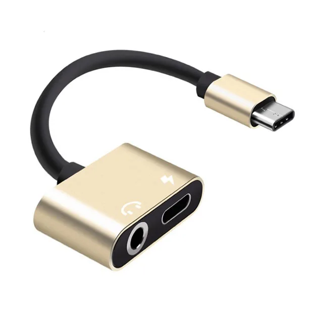 Colored Mental Casing 3.5mm Type c Splitter Charger Adpater USB C to Headphone Jack