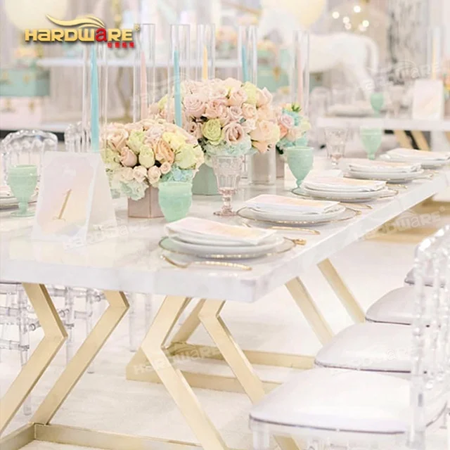 Wholesale New Design Modern Metal Legs Luxury White Mdf Table For Wedding