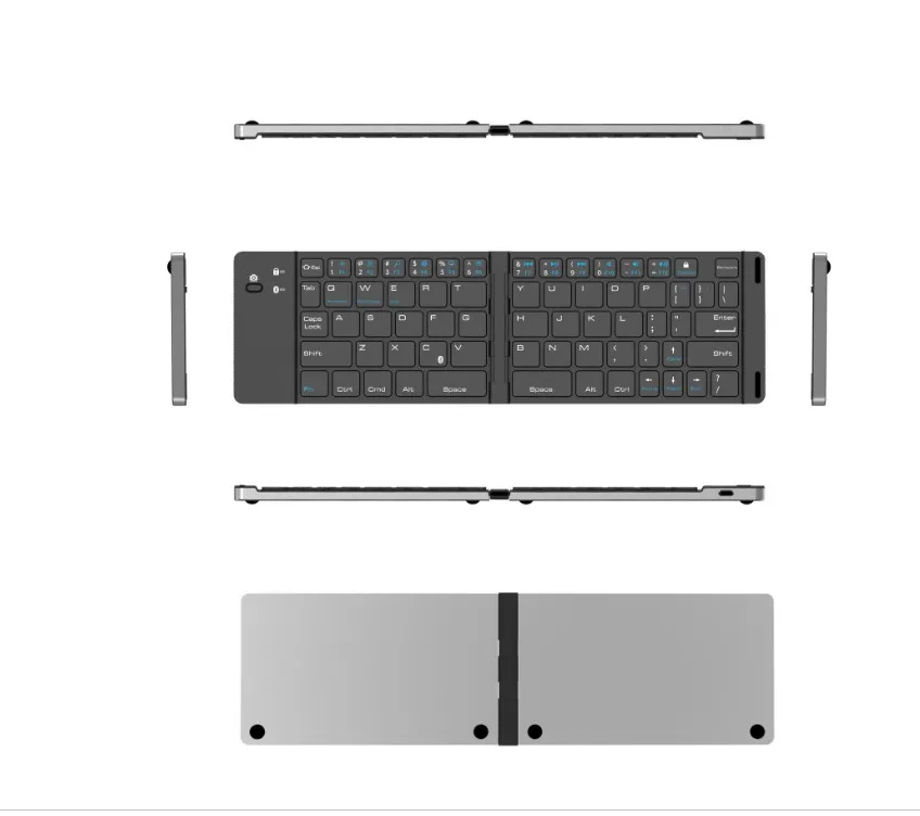 
factory price Folding wireless Ultra Slim Mini keyboard Rechargeable Pocket two fold wireless keyboard 