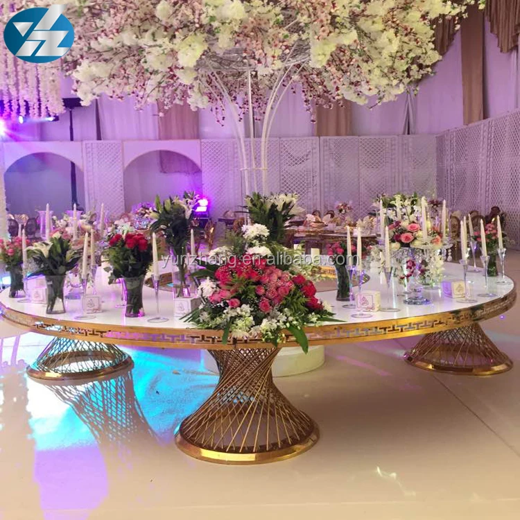 Half Round Shape Stainless Steel Legs Hotel Dining Banquet Table
