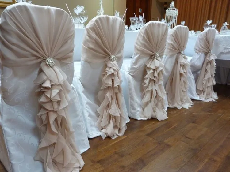 
cheap red chiffon hood and organza chair covers for wedding / party from china 