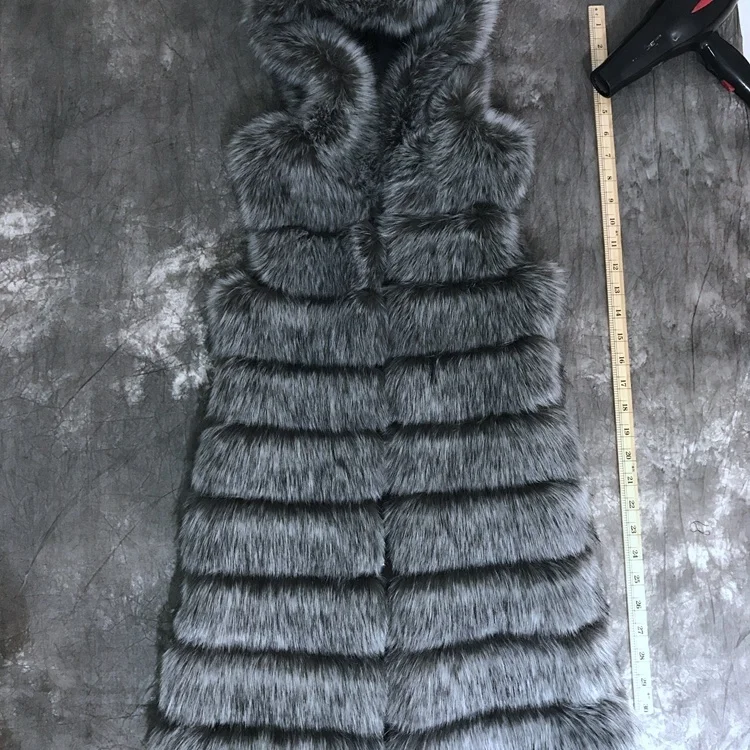 European style vest women long faux fur customized color coat