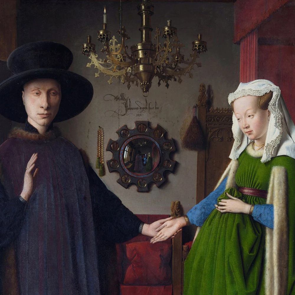 Jan van Eyck Classical masterpiece Arnolfini Portrait Wall Art Oil Painting Reproductions