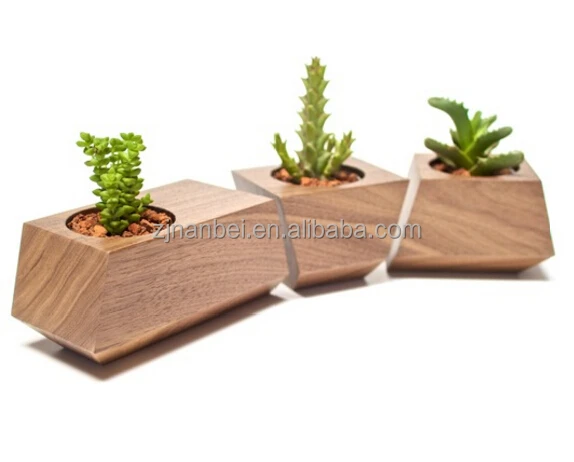 2024 Custom modern decorative wooden planter box, small wood succulent pots