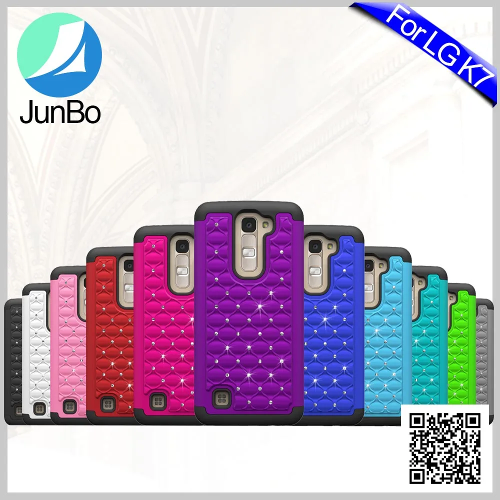 Hybrid PC Silicone Shell Case for LG K7, Diamod Bling Combo Mobile Phone Case