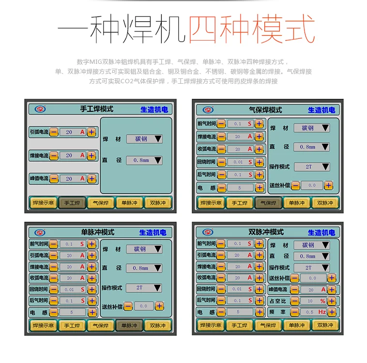 Manufactory Hotsale Portable Mini CO2 Mig Welder Double Pulse Aluminum Mig Welding Machine