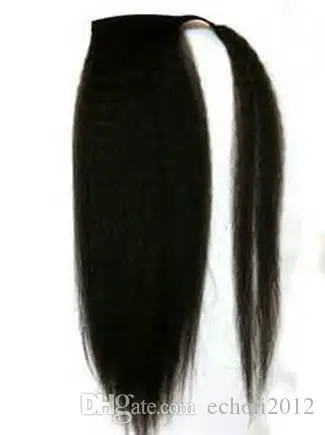 Brazilian Afro Kinky Straight Pony Tail Remy Wrap Around Drawstring Ponytail Human Hair Ponytail Extensions Clip Ins