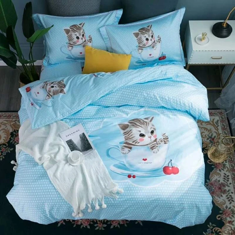 100% Organic Cotton digital printing custom own design bedding set with duvet cover