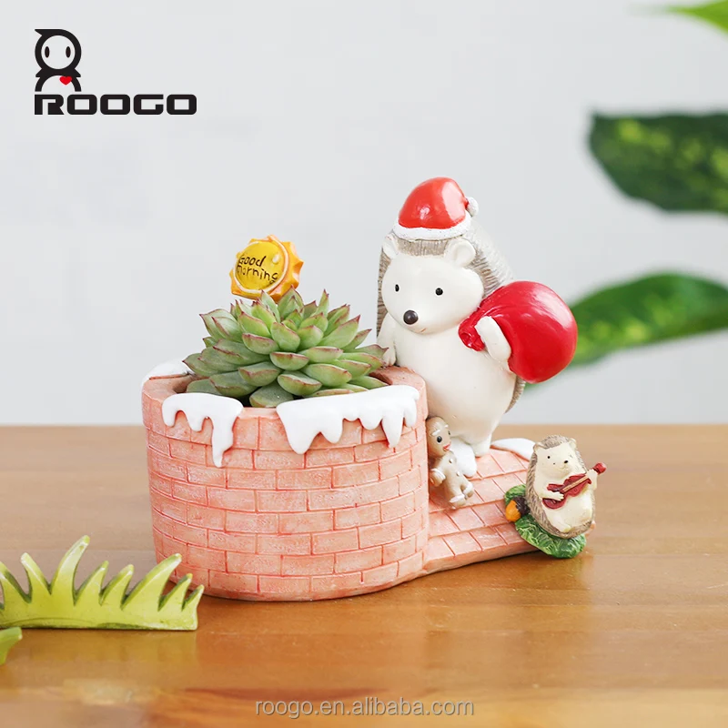 Рождественский подарок Roogo из смолы, цветочные горшки с ежиком