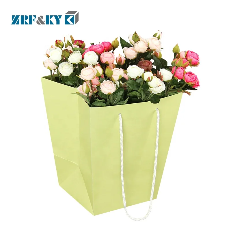 Custom Retail Fresh Flower Packaging Gift Shopping Decorative Paper Tote Bags