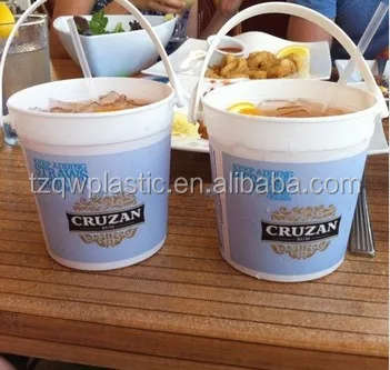 Custom printing design 32OZ Bacardi plastic rum bucket for drinking