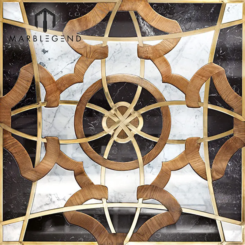 12X12 Wooden Floor Tiles Marble Inlay Parquet Floor Wooden Tiles