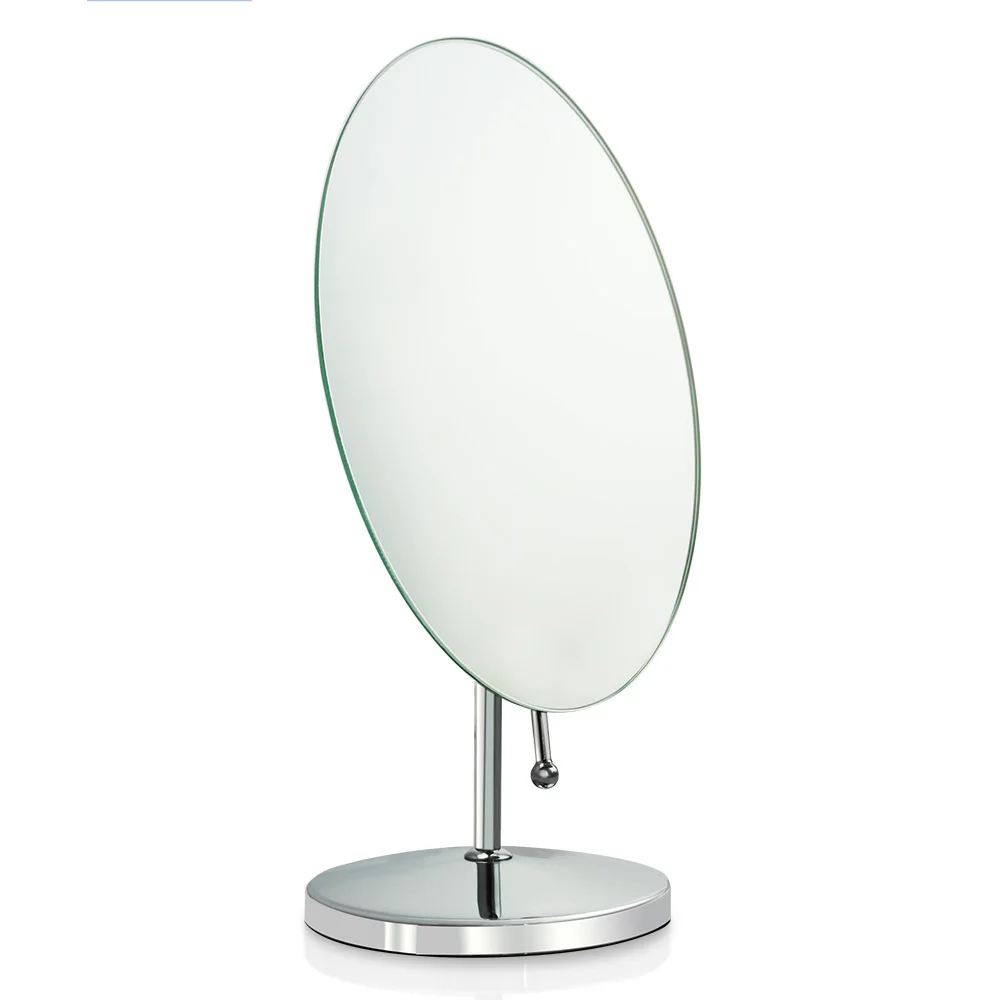 2019 New Household Unframed Pedestal Countertop Single Sided Oval Makeup Mirror With Stand
