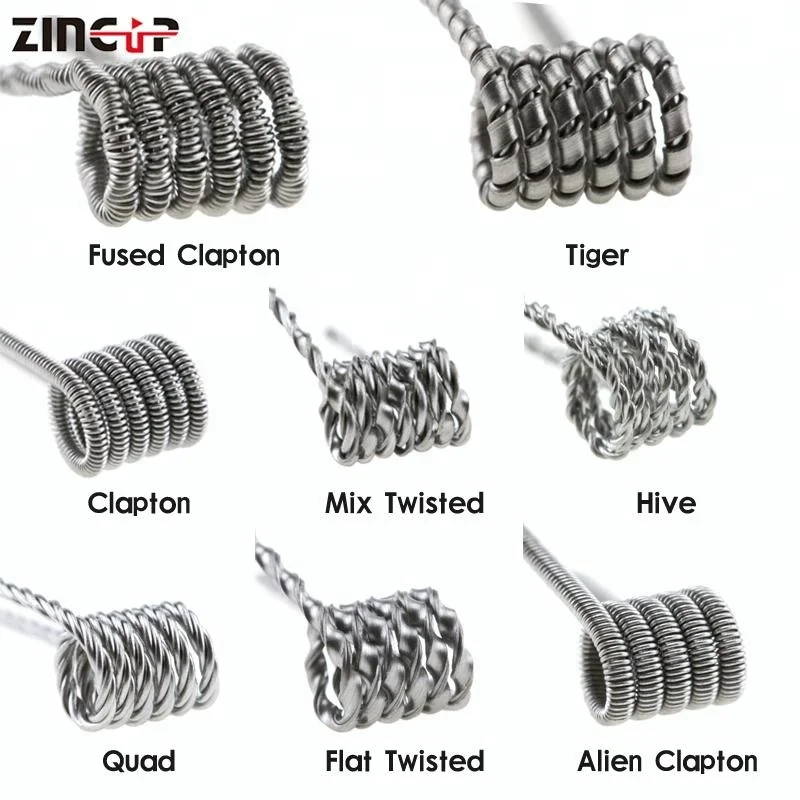 China A1/Ni 80 Prebuilt Coil Kit 8 in 1 Vape Fancy Clapton/Tiger/Twisted/Hive Coils Heating Wire