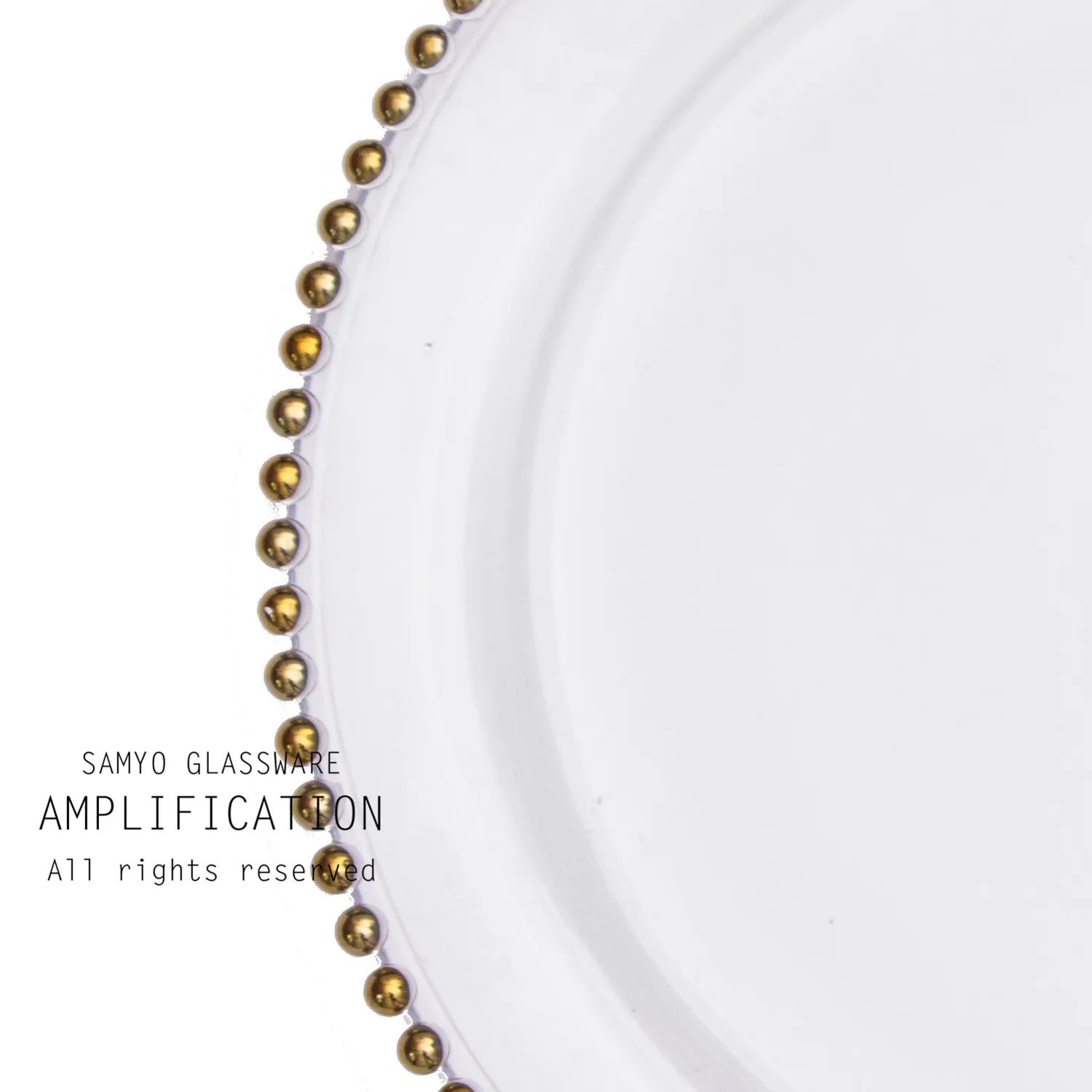 Samyo Wholesale 13inch Silver Beaded Glass Charger Assiette Plate For Wedding