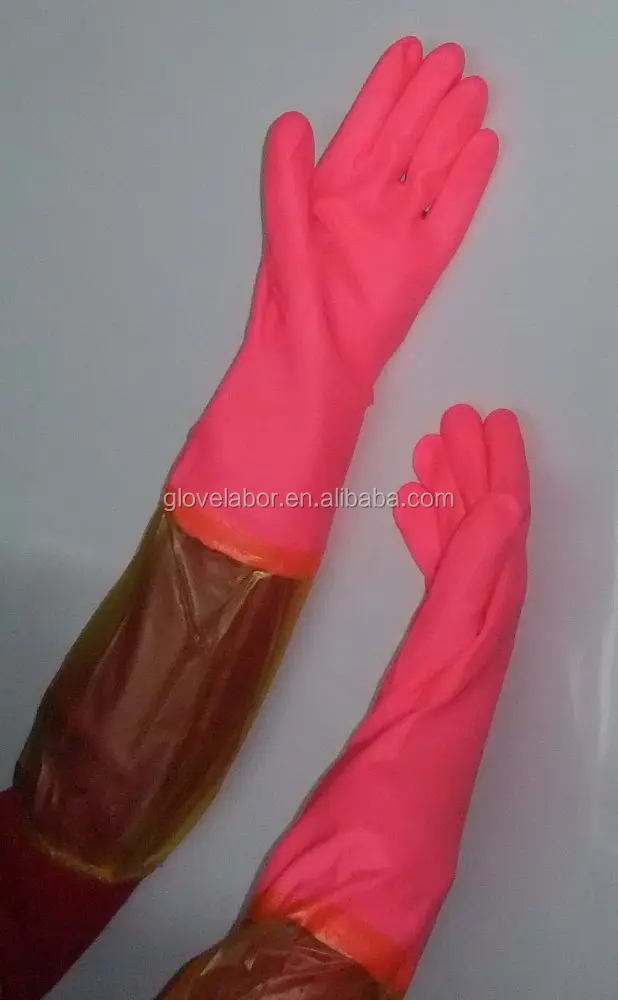 Cotton Lined Latex Gloves for Dish Washing Clothes Protected Hand