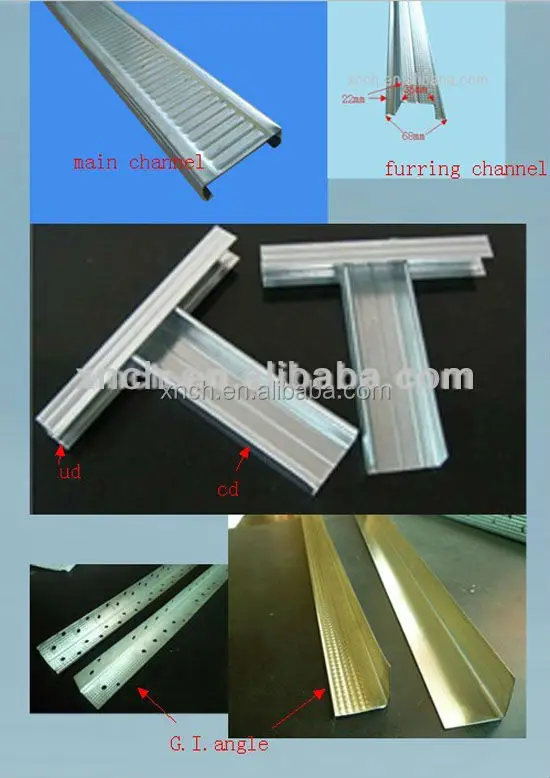 Gypsum board ceiling drywall channel for suspension ceiling
