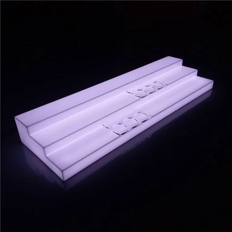
illuminated led light acrylic display riser stand for cosmetic, lipstick, lip gloss, eyeliner,eyelash, perfume, nail polish 