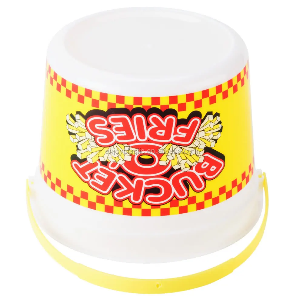 Custom logo impress Reusable 48 oz. Food packing Plastic Mini Donut Bucket with Handle for Sushi Dessert Coffee Ice Cream Salad