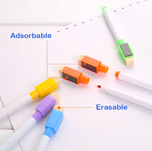 Рекламные ручки, стираемые магнитные маркеры на сухой белой доске со встроенным ластиком, офисные и школьные принадлежности, магнитный маркер для страниц
