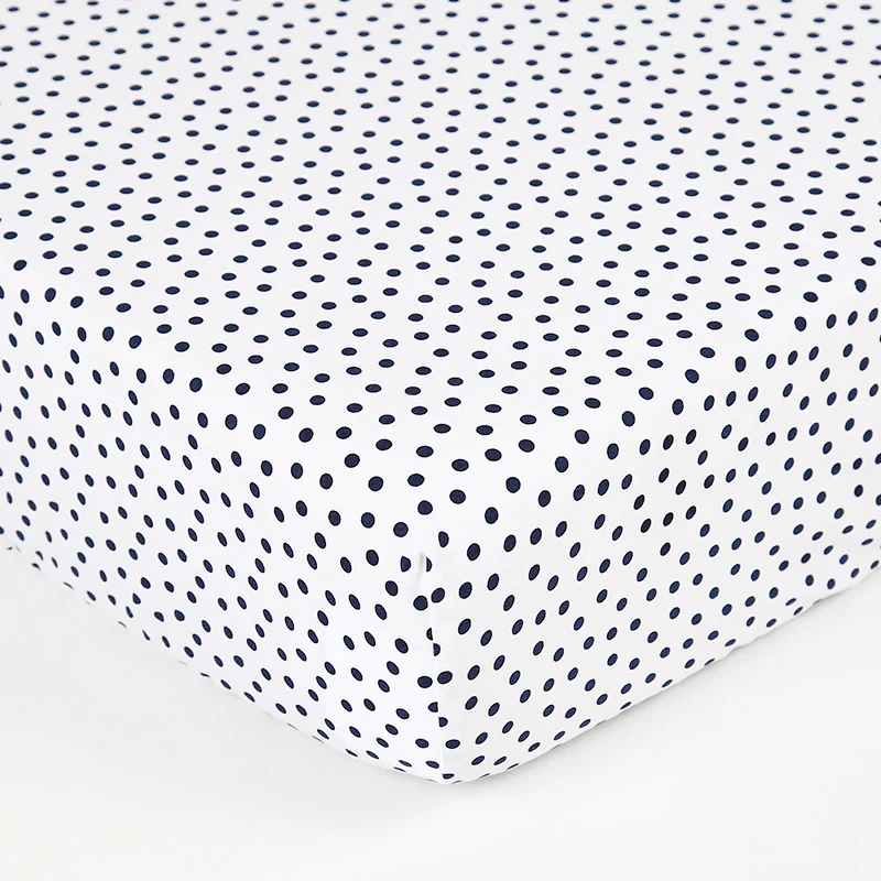 100% Cotton dots printed flannel blue kids bed sheets baby crib sheets