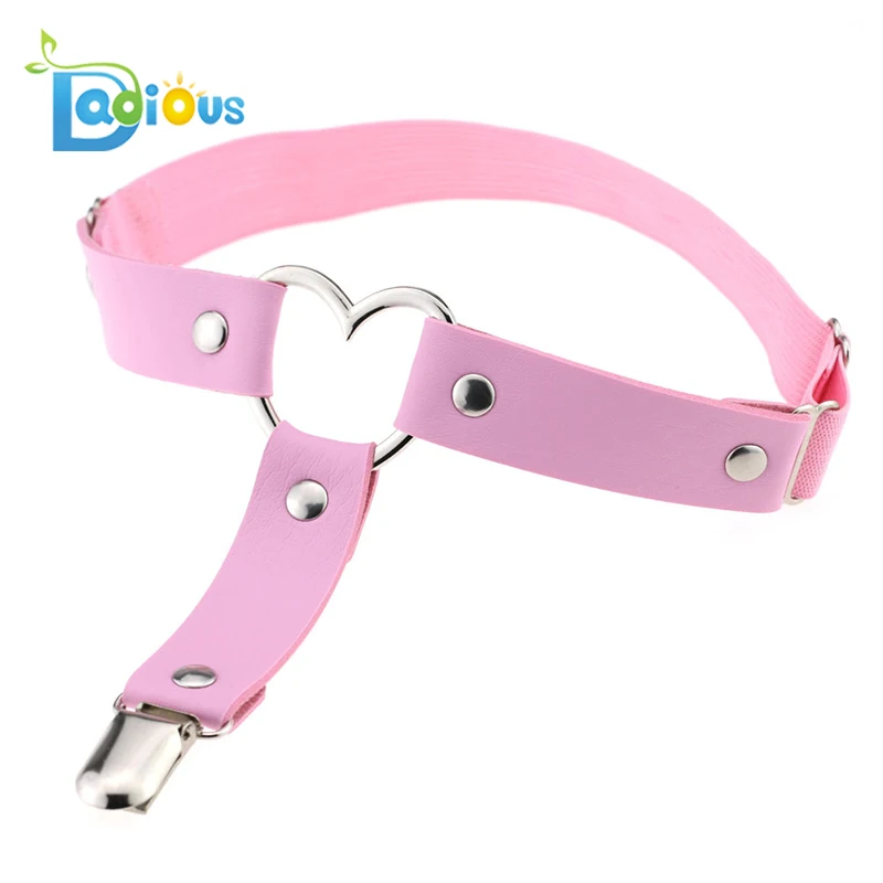 2019 Fashion Street Punk Rock Style Love Heart Sexy PU Leather Garter Belt for young girls