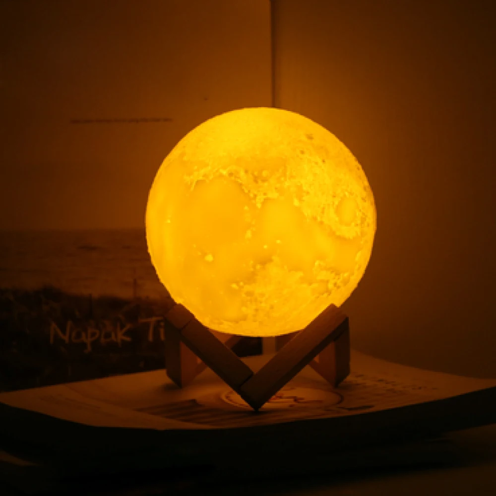 Cheap Price Portable Sensor Touch Slap Electric LED White 3D Print Moon Lamp for Room Decoration