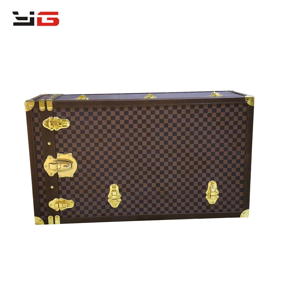 New Design Custom Leather Vintage Trunk Night Stand Suitcase