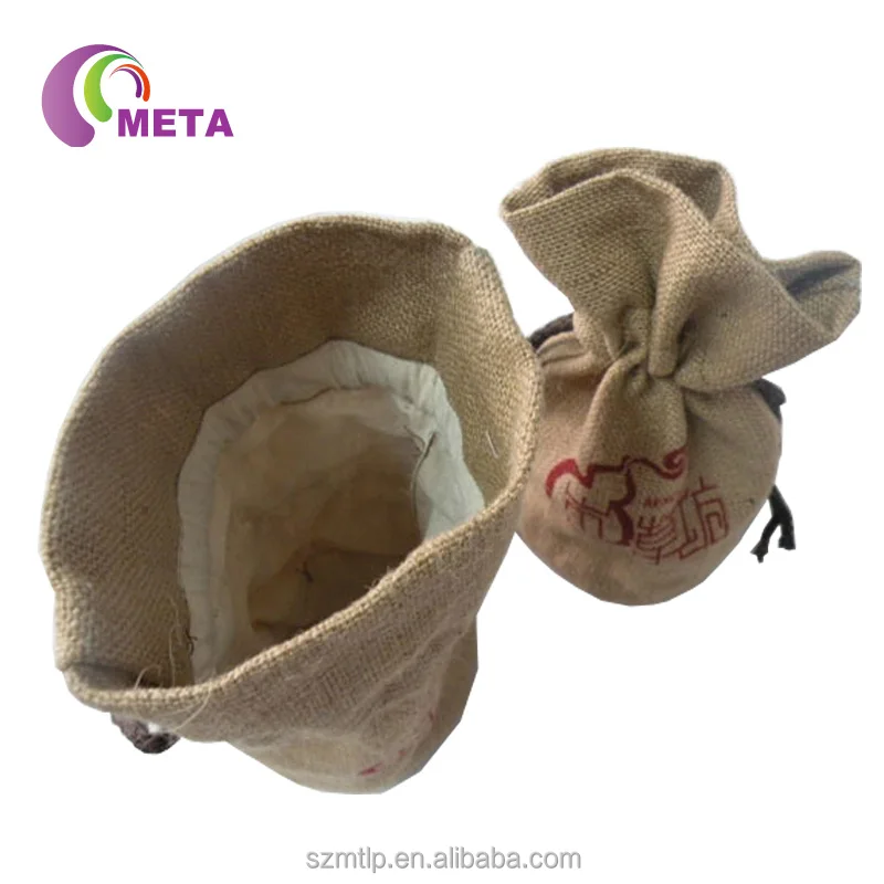 Custom Drawstring Jute Burlap Coffee Sack Bags With Custom Printing