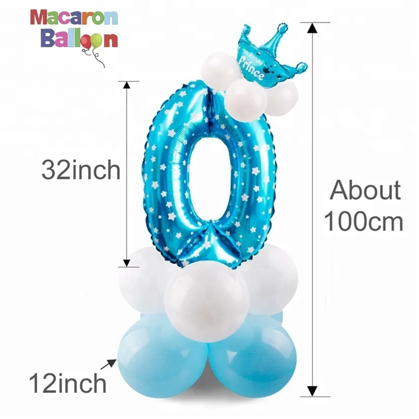 Helium Balloon 1-10 Year Birthday Globos Birthday Balloons Blue Pink Number Foil Balloons 1 2 3 4 5 6 7 8 9 Years KK29