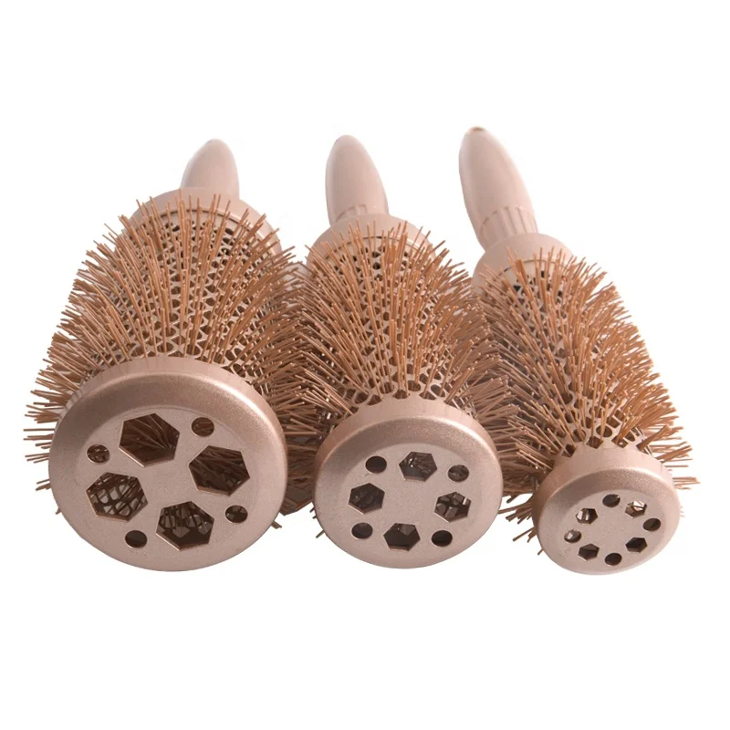 OEM ODM Hairdressing hair styling  plastic brush gold  rolling hair brush for women round brushes for hair professional