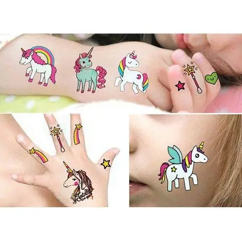 Custom Lively Animal Licorne Kids DIY Cute CMYK Non-Toxic Eco-Friendly Waterproof Temporary Tattoo Sticker