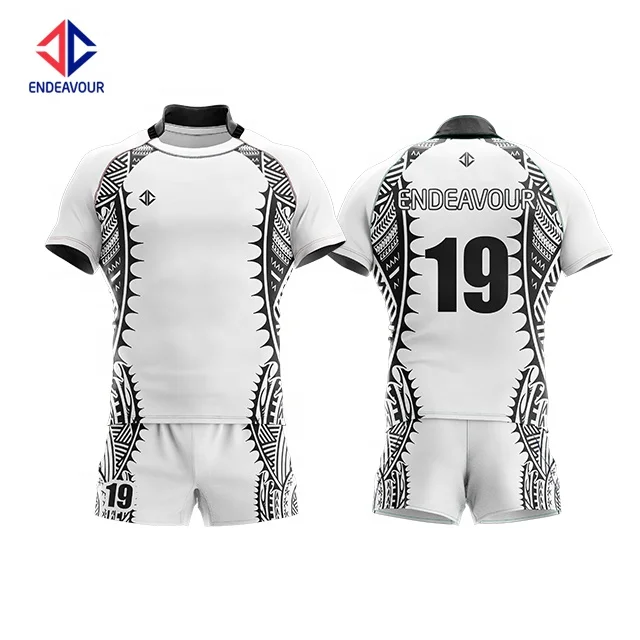 China made full sublimation custom rugby jersey and shorts