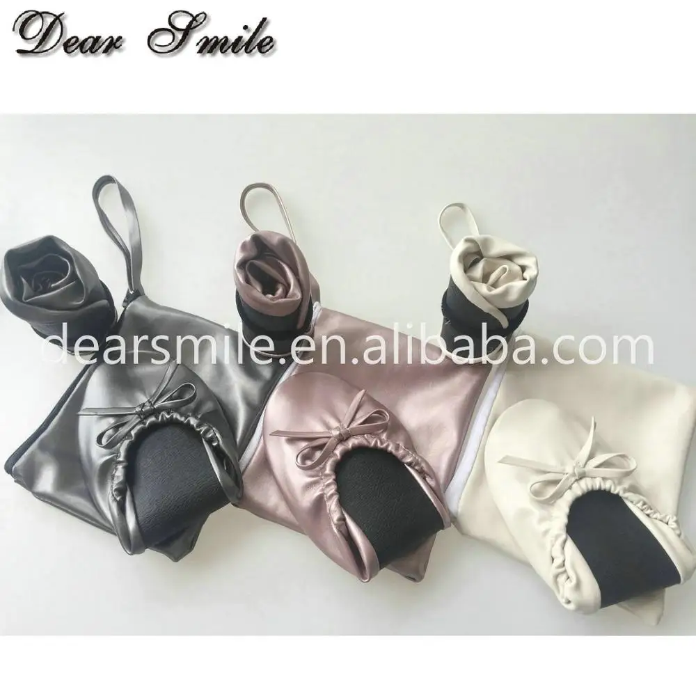 Low price ! Sweet ladies folding shoes roll up ballerina shoes in bag for wedding party