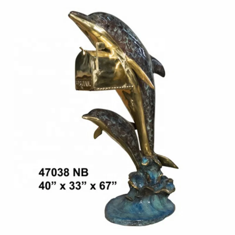 yard decorative bronze statue dolphin mailbox sculpture