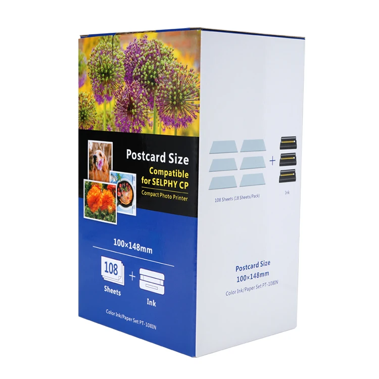 PUTY compatible full color photo paper PT-108IN for selphy cp1200 printer