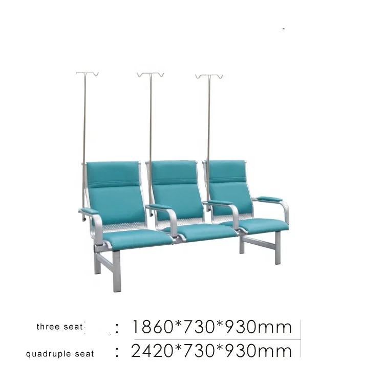 Hot Sale Used Hospital Furniture Patient Stainless Steel Medical Waiting Benches Chairs with Arm Seating