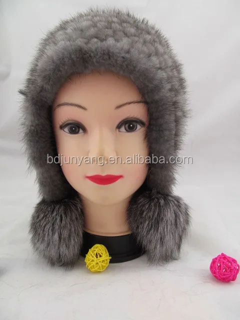 Дешевые нестандартная конструкция натуральный мех животных уши шапка настоящее меховую шапку hat