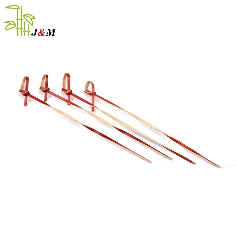 Новый стиль искажения витой завязанные цветные натуральные бамбуковые шампуры