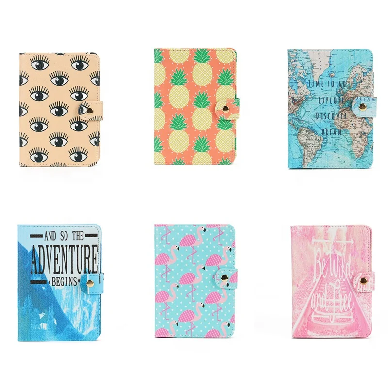 Cute Women Printed Passport Covers Travel Accessories Flamingo Map Men Female Passport Holder Cartoon PU Leather Credit Card Bag