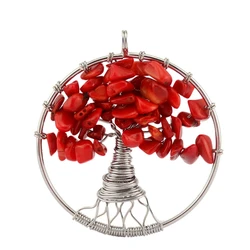 Wholesale Natural Crystal Stone Necklace Bracelet Jewelry Tree Of Life Pendant Charms For DIY Jewellery Making