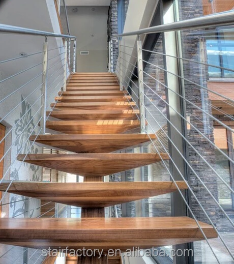 Australian fashion staircase, Solid wood staircase,Wire drawing guardrails,stainless steel handrails,TS-165